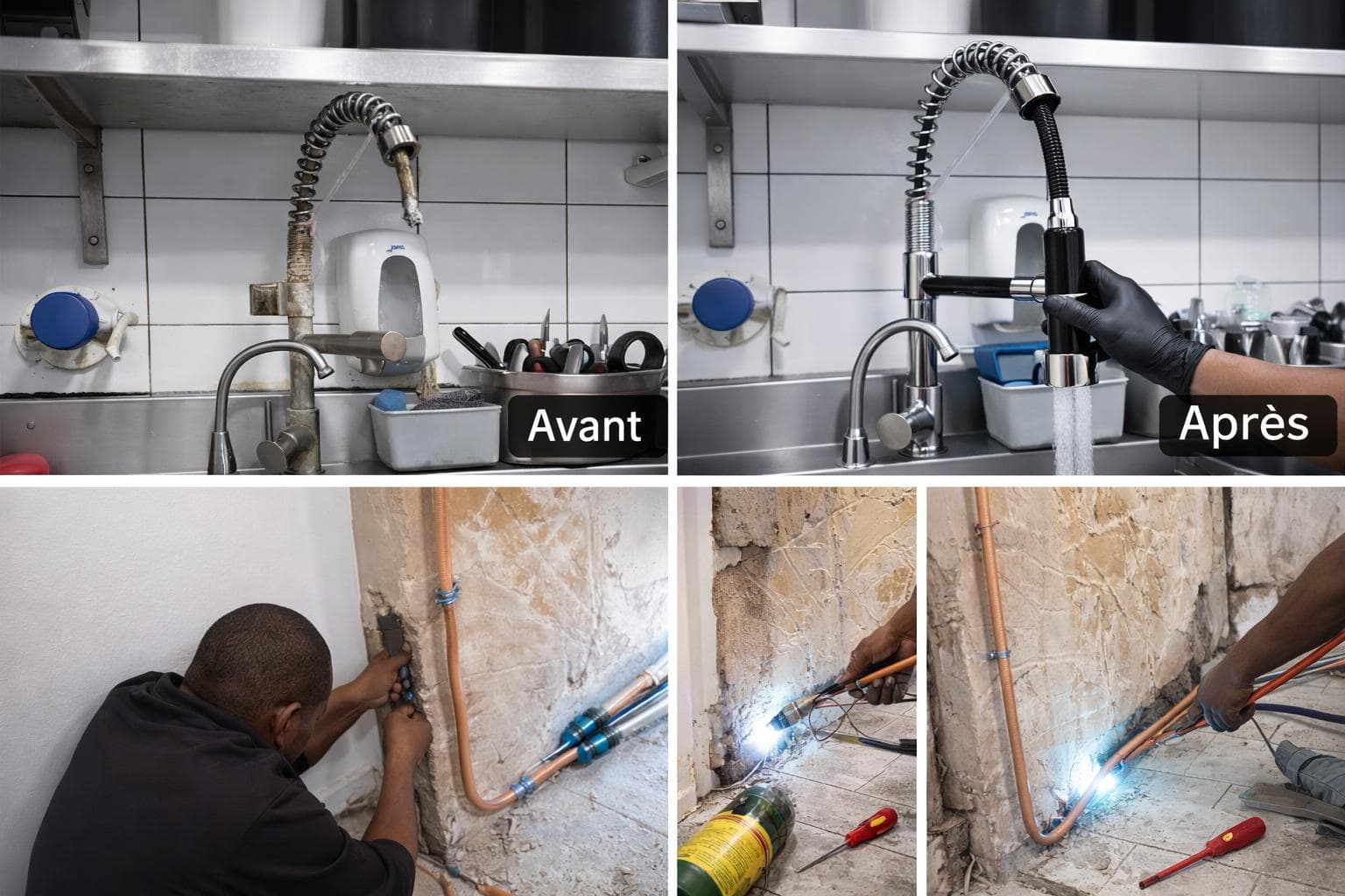 Plombier professionnel réparant une canalisation bouchée en Île-de-France